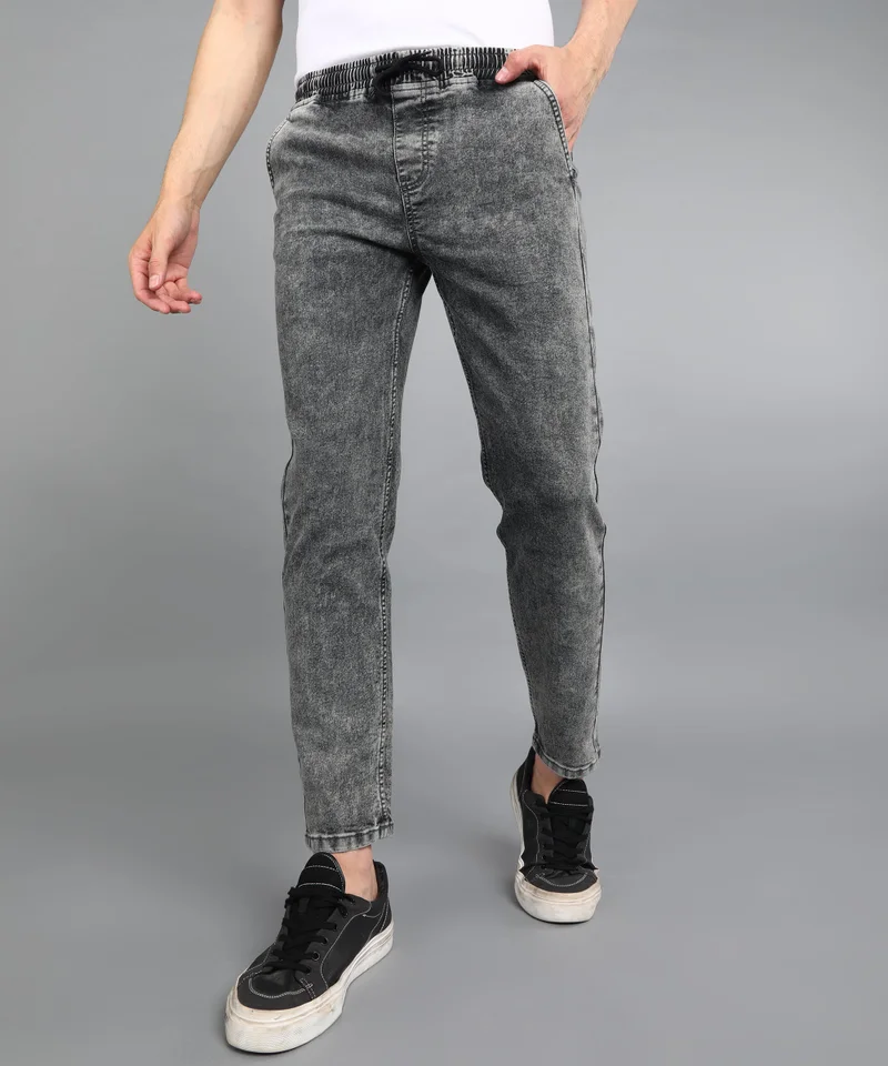 Urbano Fashion  Urbano Fashion Men's Grey Regular Fit Washed Jogger Jeans Stretchable for Men | Best Price UAE